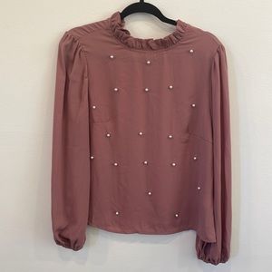 Shein Pink Top with Pearl Embellishments